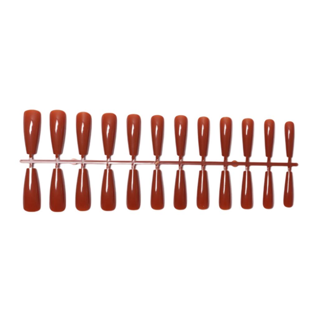 24 Pieces Extra Long Press on Nails Artificial DIY Solid French Graceful Colour-fast Nail for Manicure Salons Art