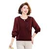 Stylish Spring Long-Sleeve Knit Top for Middle-Aged Women