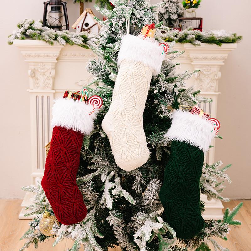 Luxurious Knitted Christmas Socks In Bright Colors Ideal For Christmas Tree Decorations