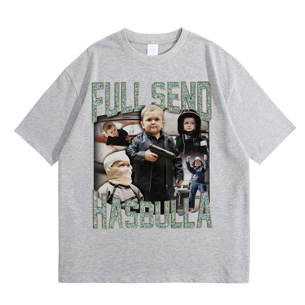 Full Send Hasbulla Magomedov T-shirts Russia Mini Khabib Blogge Fighting Funny Meme T Shirts Men Women Vintage Oversized T-shirt