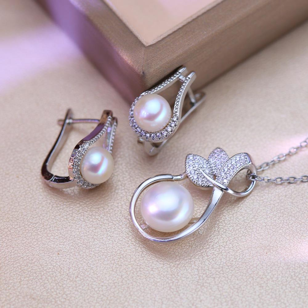 Fashion Leaves Leaf Necklace Earings Freshwater Pearl Jewelry Sets For Women Freshwater Pearl Necklace Pearl Earrings