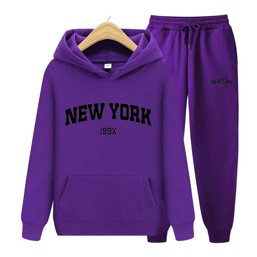 Trainingsanzug 2-teiliges Set 199X New York Print Sweatshirt Hoodies Sweatshirt + Hosenanzug Hoodie Sportbekleidung Jogging Herren-Sets