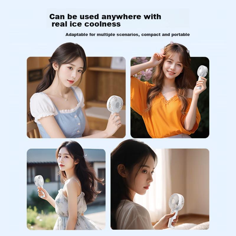 Pisen Handheld Mini Fan, USB Rechargeable, Portable, Compact, for Office, Outdoor Camping, 1200mAh Long Battery Life, Pink