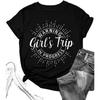 Women's Casual Warning Girls Trip In Progress T-Shirt Casual Crewneck Short Sleeve Graphic Tee