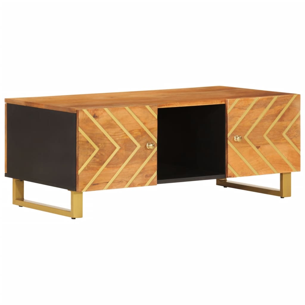 Coffee Table In Brown and Black 100x54x40 Cm Solid Mango Wood