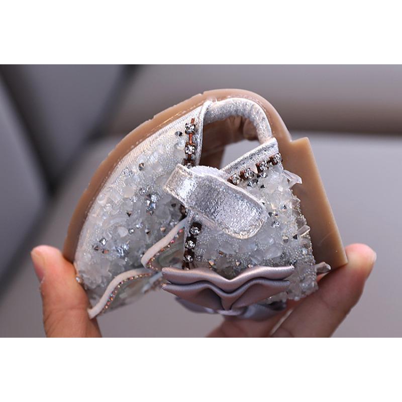 Summer new Korean-style rhinestone soft sole girls' sandals princess shoes children's shoes spring style girls' leather shoes trendy