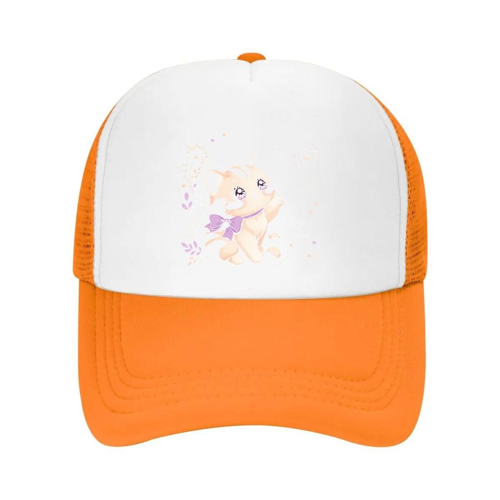 Sweet Pastel Kitten Wish Charm Mesh Baseball Cap Casual Hat Outdoor For Womens Unisex FeUnisex
