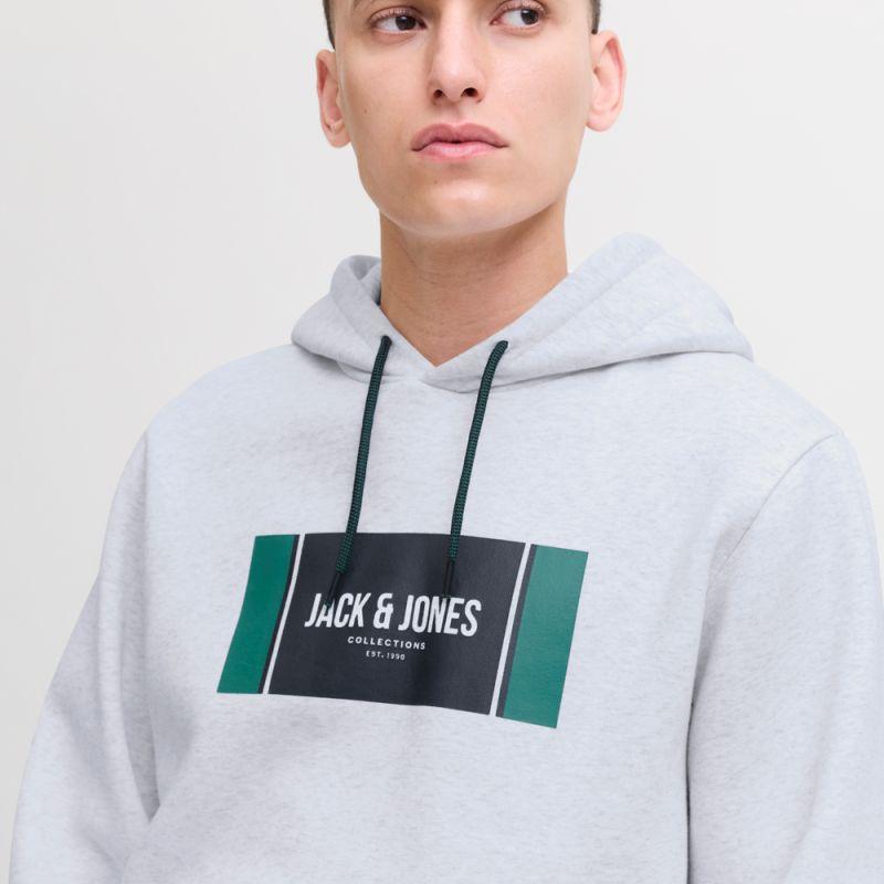 

Толстовка худи стандартного кроя hayato с принтом, вставка с логотипом, мужская JACK & JONES XL светло-серый