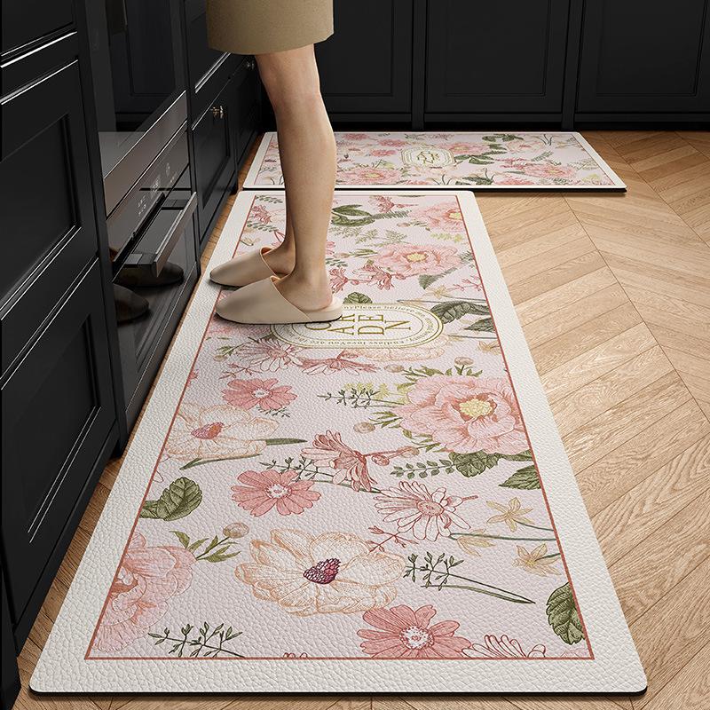 American Kitchen Special Floor Mats for Anti-slip  Oil-resistant Wipeable Carpet Diatom Mud Water-absorbing Mats Waterproof Foot Mats