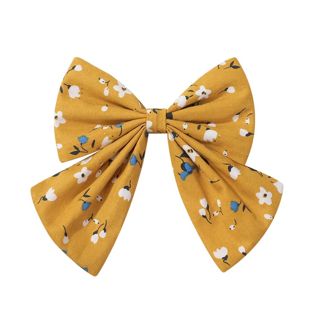 Elegant Floral Cotton Kids Bows Spring Butterfly Hair Clip Fashion Print Hair Barrette For Women Girls Sweet Hairpin Accessories