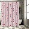 Pink Red Rose Shower Curtain Waterproof Decorative Printing Bathroom Curtains Home Decoration DIY Projects 3D Printing Black and