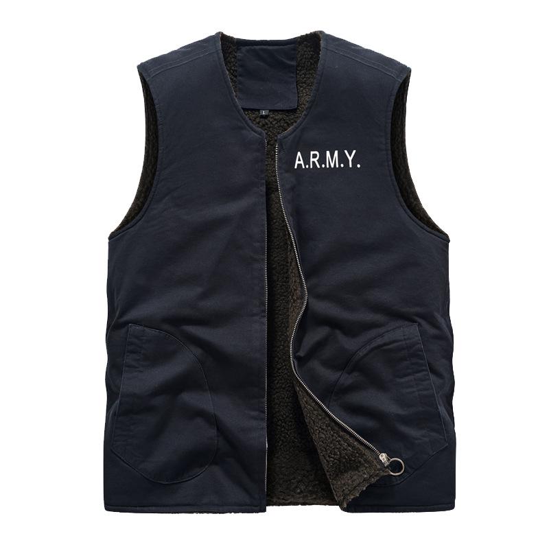 

N1 Navy Deck Vest: Retro American Winter Wool Heavyweight Cotton Windproof Vest L темно-синий