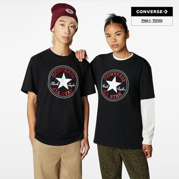 Converse All STar PaTch Стандартный крой Графическая летняя футболка с коротким рукавом Черная M 90