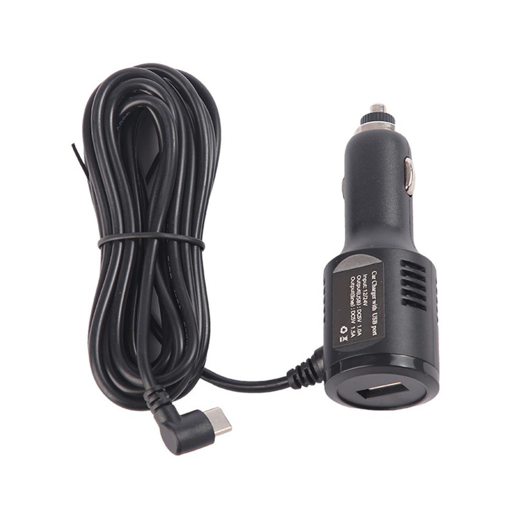 Intelligent USB Vehicle Charger 340cm Angled USB C Cord 5V1A Output Short Circuit Protections Compatible for 12V 24V Car