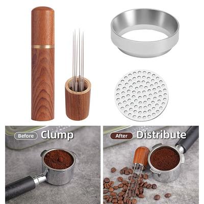 Conjunto de Tamper para Espresso 51/53/58mm 3 Peças Ferramenta WDT Funil de Dosagem para Espresso Tela de Puck Mexedor de Café Ferramenta de Distribuição Conjuntos de Cafeteira
