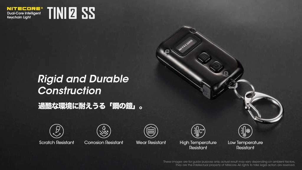 NITECORE TINI2 ss Stainless Steel Body Powerful Flashlight with 5 Brightness IP54 Rechargeable LED Flashlight for Emergency Rock and Disaster