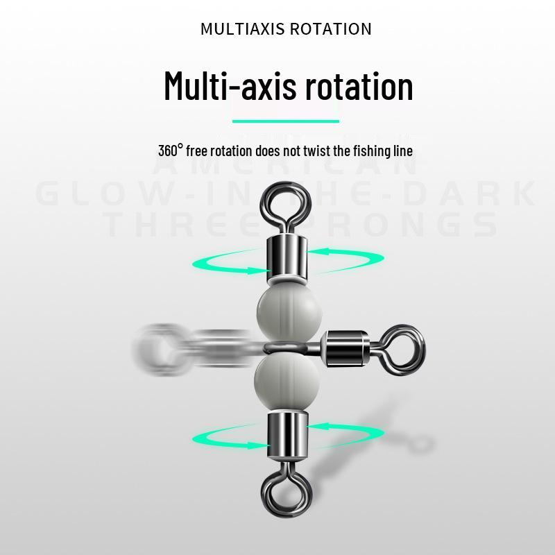 Non-Damaging T-Shaped Luminous Large Fish Swivel Hook Separator with 8-Shaped Rock Fishing Ring