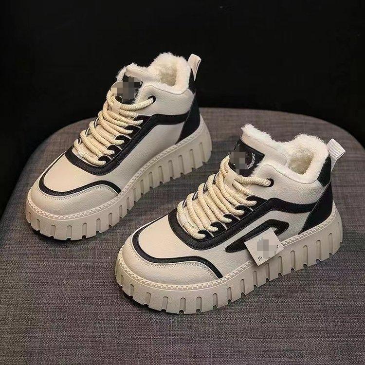 

Snow boots winter new thick-soled flat-soled heightening velvet short boots non-slip warm high-top cotton shoes 35