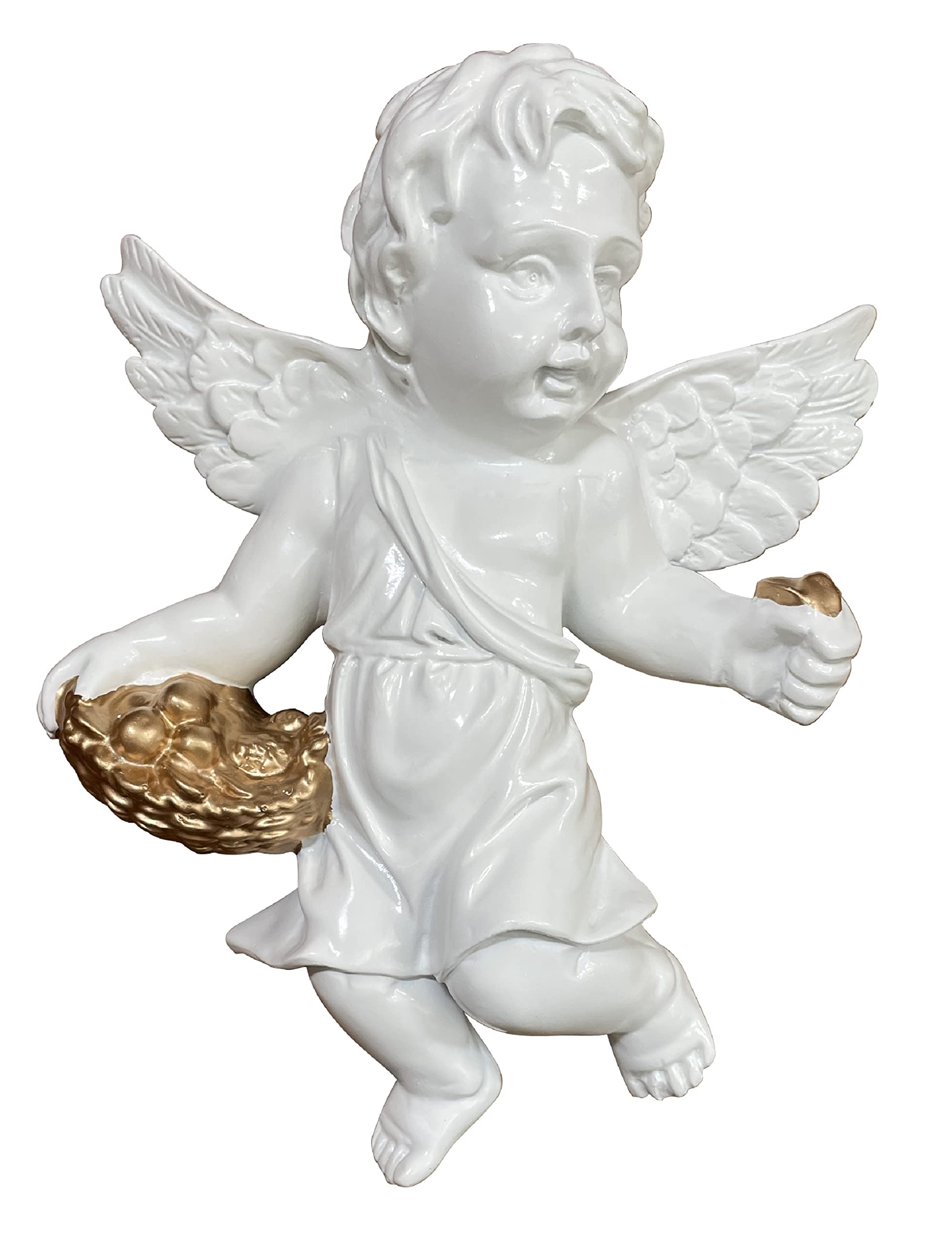 

YRO Angel Wall Decor, Cute Relief Angel Cupid Resin Wall Decor Ornament (Fruit Basket Waist)
