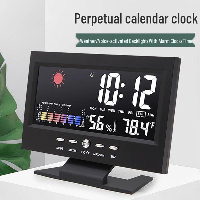 Multifunctional Weather Clock: Electronic Voice-Activated Alarm with Thermometer and Humidity Meter