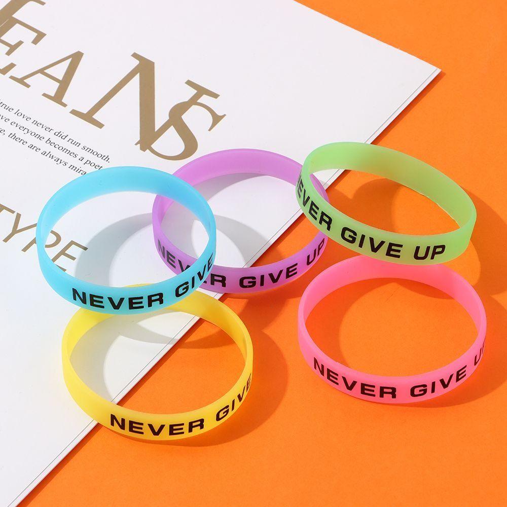 Wristband Basketball Wristband Silicone Sweat Band Luminous Rubber Bracelets Never Give Up Bracelet