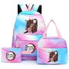3ks/set Anime Demon Slayer Batoh pro dívky Chlapci Back To School Bag with Lunch Bag Student Bookbag Muži Ženy Cestovní taška Mochil