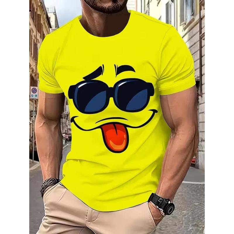 Funny Smiling Face Graphic T Shirts Harajuku Fashion Men's Clothing  Streetwear Smile Man T-Shirt Y2k Unisex Tee Tops
