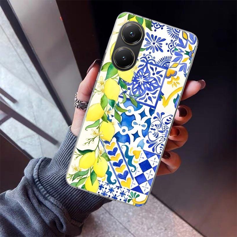 

Mediterranean Lemon Phone Case For Xiaomi Poco X7 X6 X5 Pro F7 Ultra Redmi 15C 15 13 13C 12 12C 10 10A 10C 9 9A 9C 9T Shell Poco Xiaomi Poco M7 4G
