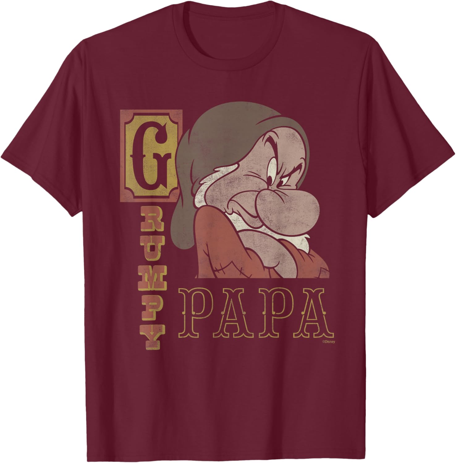 Disney Sneeuwwitje en de Zeven Dwergen Mopperkont Papa T-shirt M gray