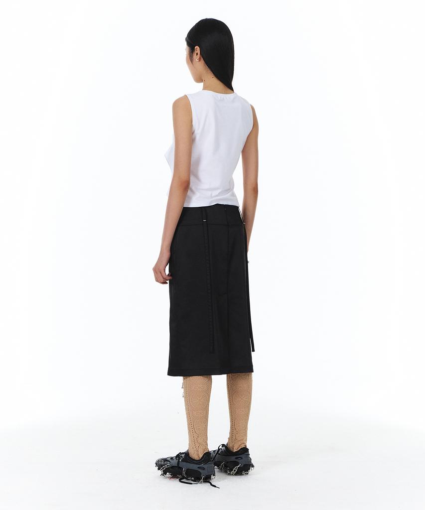 Yunse Piercing Satin Skirt (Black)
