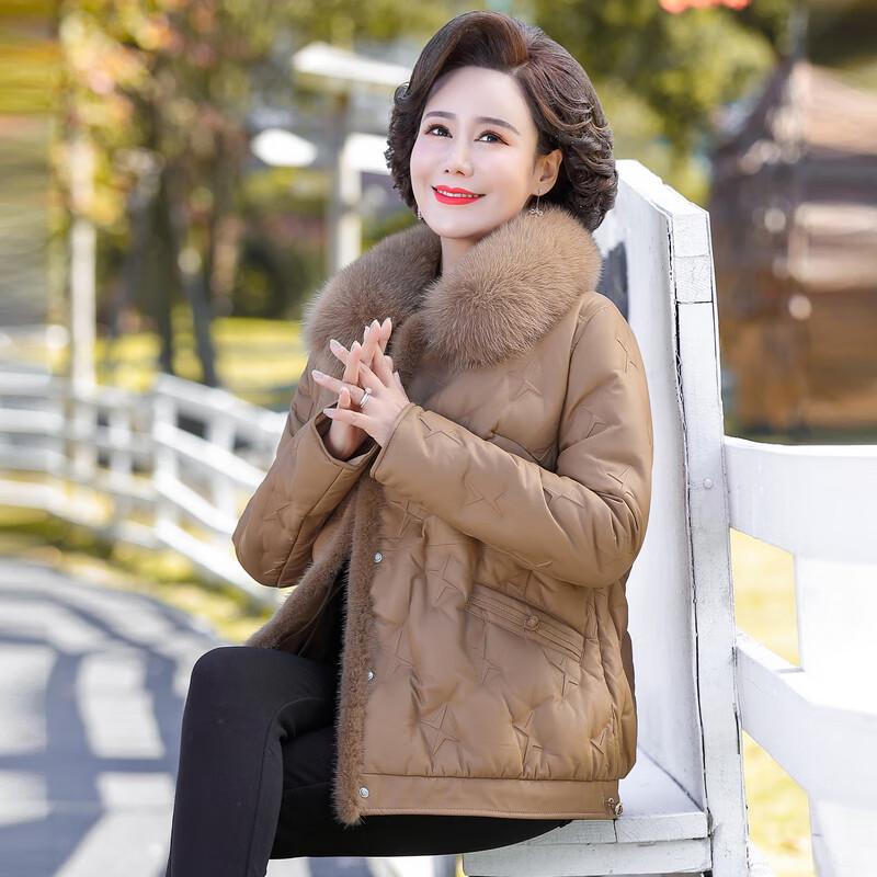 Yalu Women's Winter Down Jacket with Faux Leather Collar