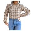 Women's Autumn/winter Fashion Casual Plaid Long Sleeve Turtleneck Pullover Knit Sweater