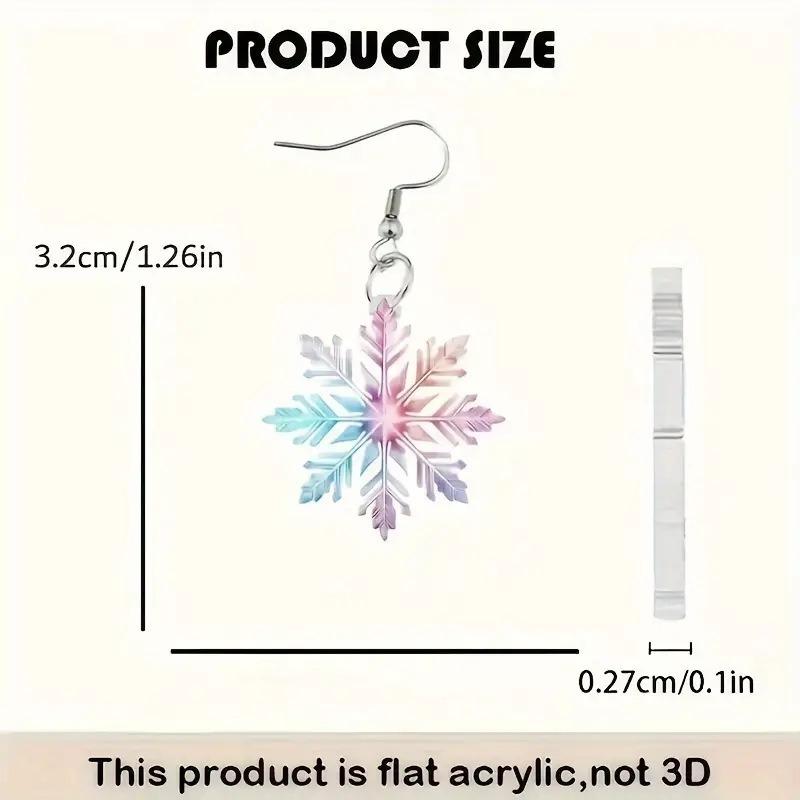 New Year's New Ice Cream Color Gradual Change Snowflake Acrylic Earrings 2025 Retro Literary Winter Atmosphere Earrings