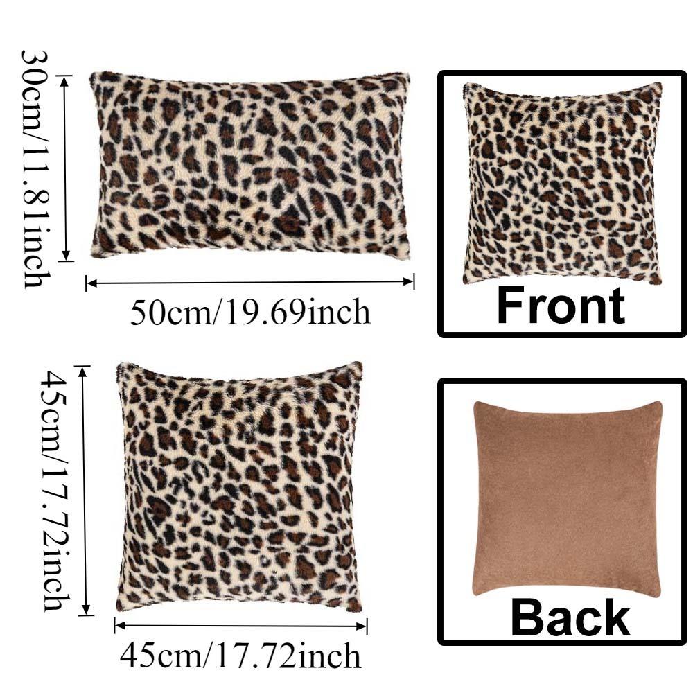 Soft Faux Fur Leopard Print Pillowcases with Zipper 30x50 45x45 Winter Plush Cushion Cover for Sofa Living Room Housse Coussin