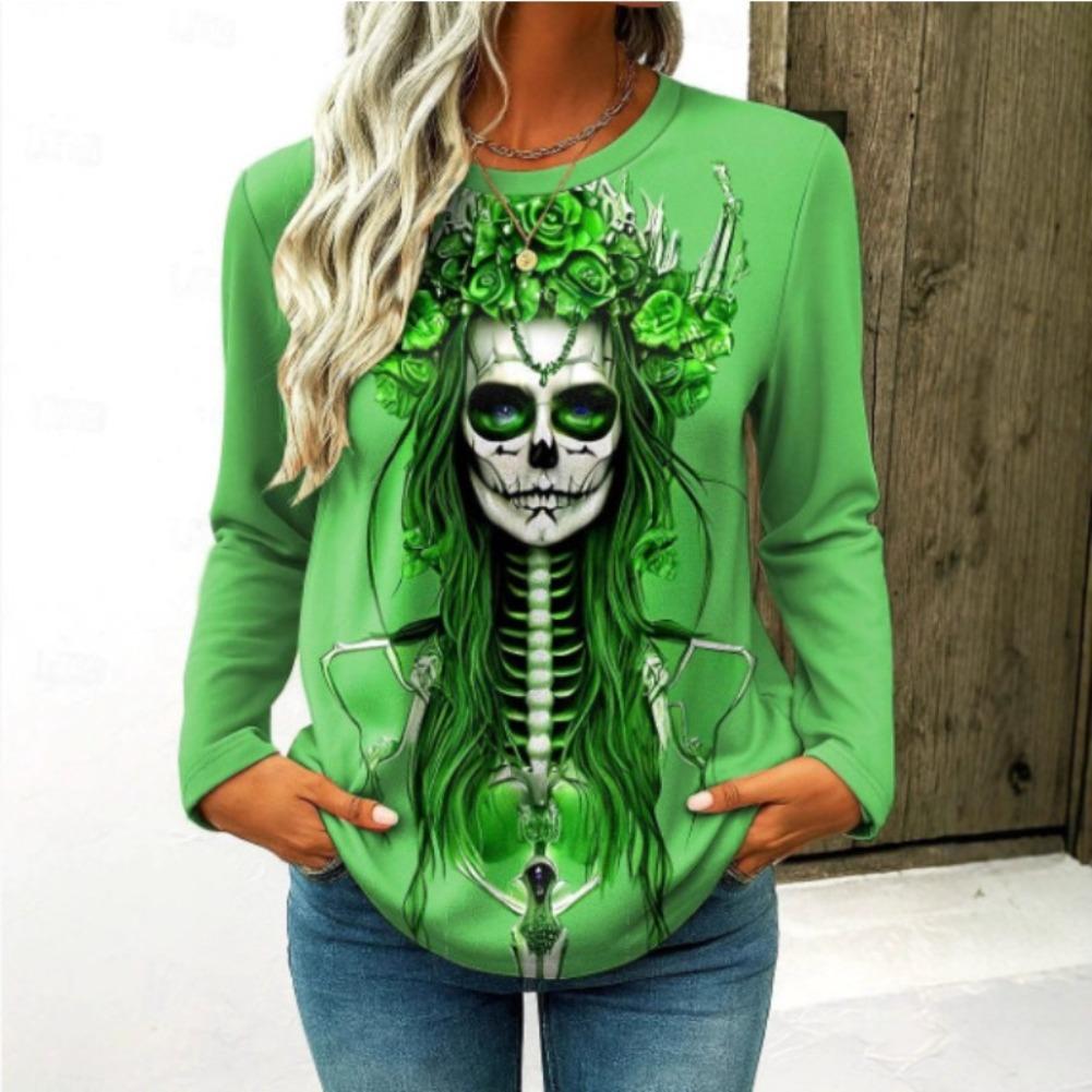 Women's Fashion Printed Top Casual Loose Long Sleeve Crew Neck T-Shirts Women’s