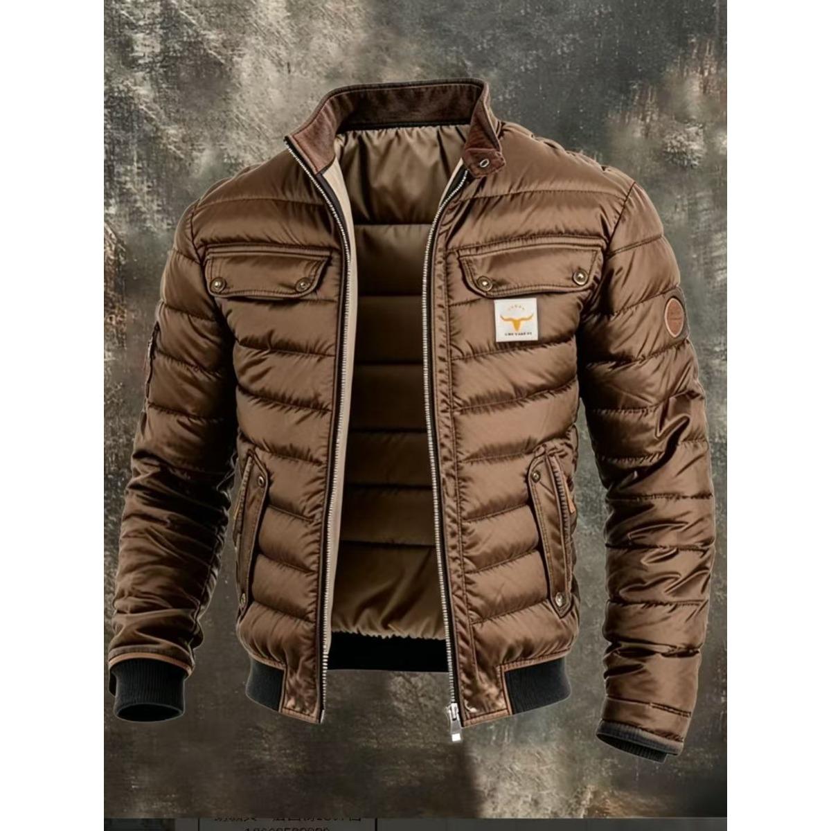 Men`s Vintage Quilted Leather Patchwork Warm
