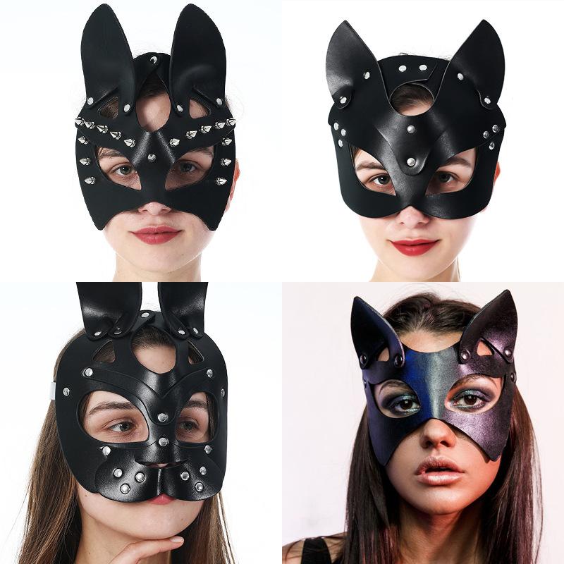 Sexy Toys Sex Mask Half Mask Party Cosplay Punk Slave Props PU Leather SM Mask BDSM Bondage Adult Play Masks Sex Toys For