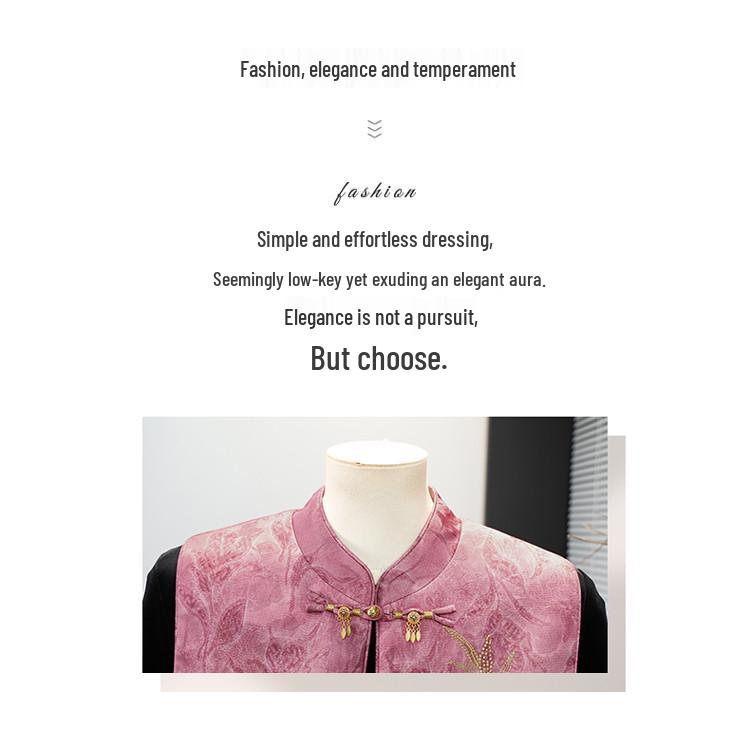 Mom's Spring Golden Velvet Suit: Middle-Aged & Elderly Women's Tang Vest & Top - New Spring/Autumn Style