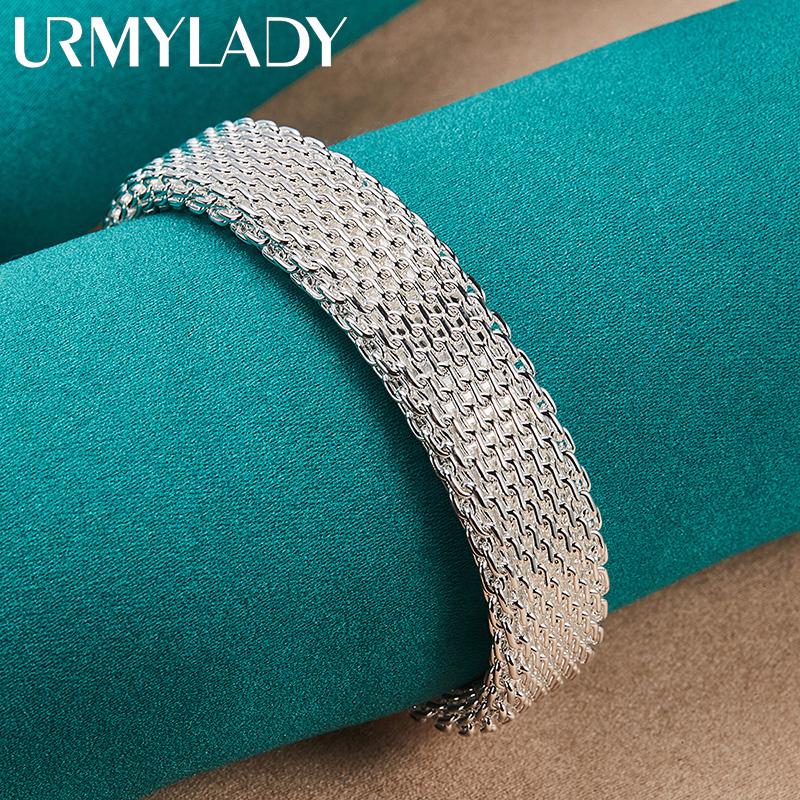 

URMYLADY 925 Стерлинговое Серебро Открытые Браслеты-Манжеты для Женщин Свадебная Вечеринка Модные Шарм-Украшения adjustable