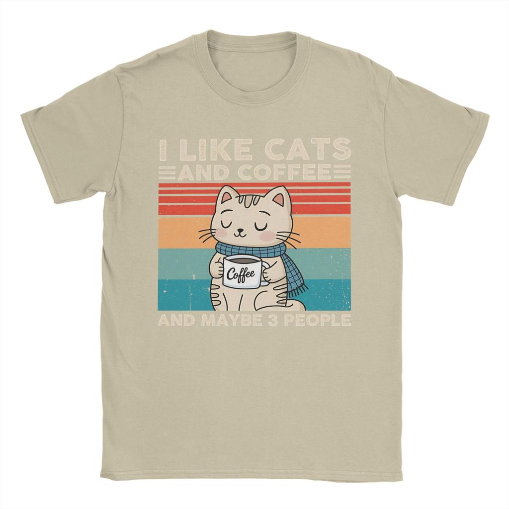 Unisexs Tshirt I Like Cats And Coffee And Maybe 3 People T Shirts Hip Hop Beach Tee Shirt Y2k Basic Casual Cotton Clothing