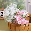 Artificial Rose and Gypsophila Set  Lifelike Faux Flower Bridal Hand Bouquet for Wedding Prop Party Event Decor