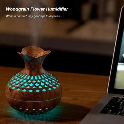USB Hollow Wood Grain Humidifier Aroma Diffuser Atomizer Household Humidifier Hydrating Instrument Desktop Humidifier