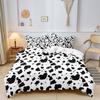 3 Pieces White Base Classic Black Cow Spotted Duvet Cover Set, Simple Cowhide Animal Print Modern Minimalist Bedding