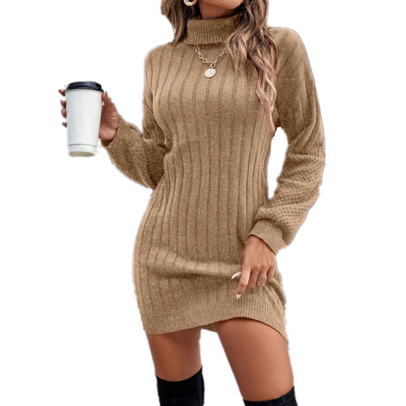 Autumn Winter Wool Dress High Neck Loose Casual Knit Dress Luxurious Relaxed-fit Slimming and Versatile Top
