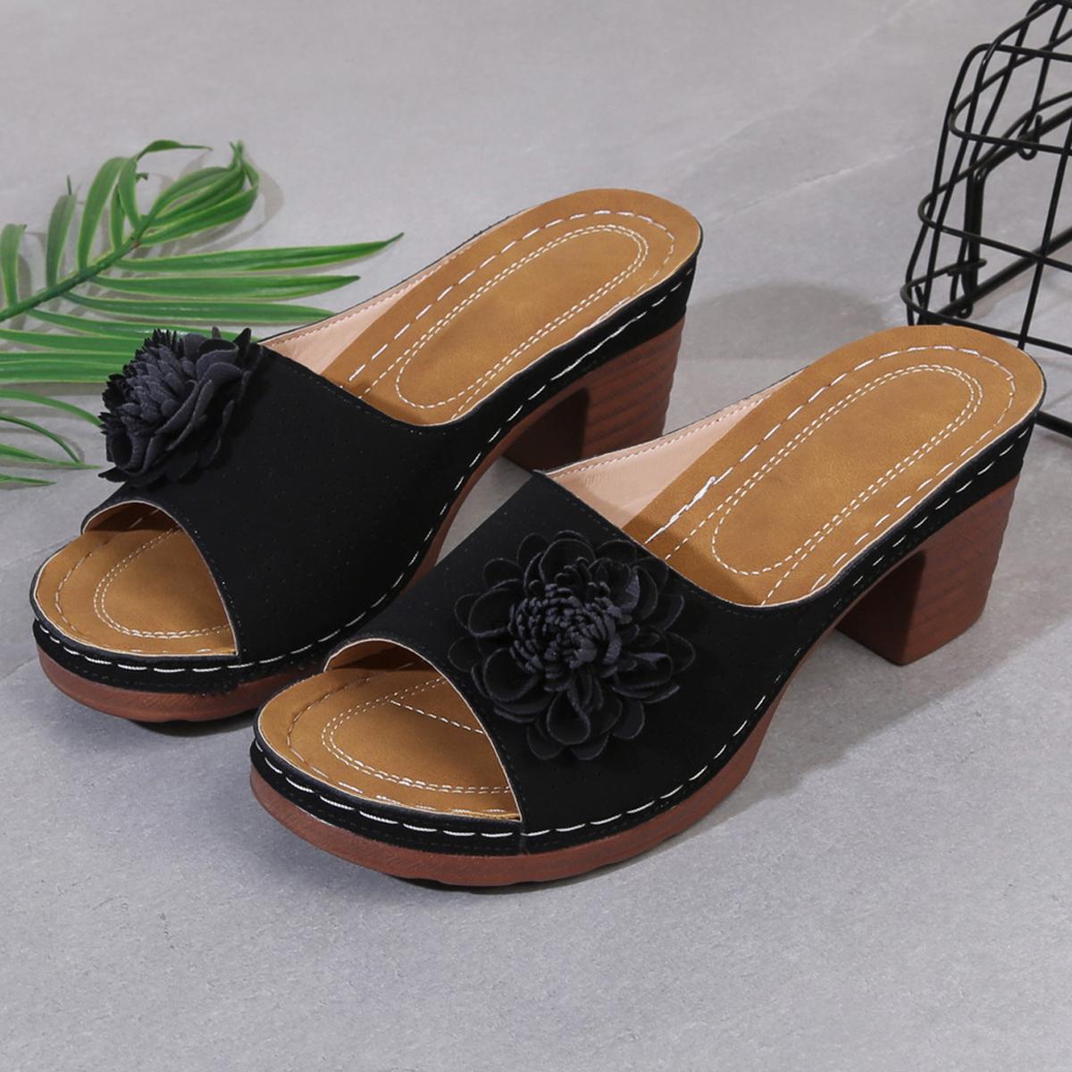 

Fashion Women Sandal Sandalias De Mujeres En Oferta 2025 Summer Ladies Decorative Wedge Sandals Party Shoes Shock-absorbing Suitable 36 чёрный