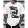 Europeiska storlekar Herr Casual "The Exploited" Skalle Grafisk T-shirt - Vit, Kortärmad, Rund Hals, Sommar T-shirt med Tatueringsinspirerad Design,