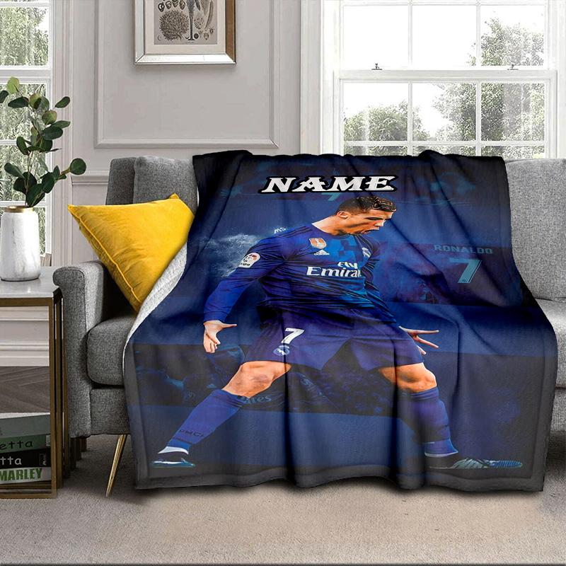 Custom Name Ronaldo's Legacy Soccer Blanket bed sofa Blanket Flannel Blanket for Camping, Hiking, Picnic Essentials,gift for family and friends