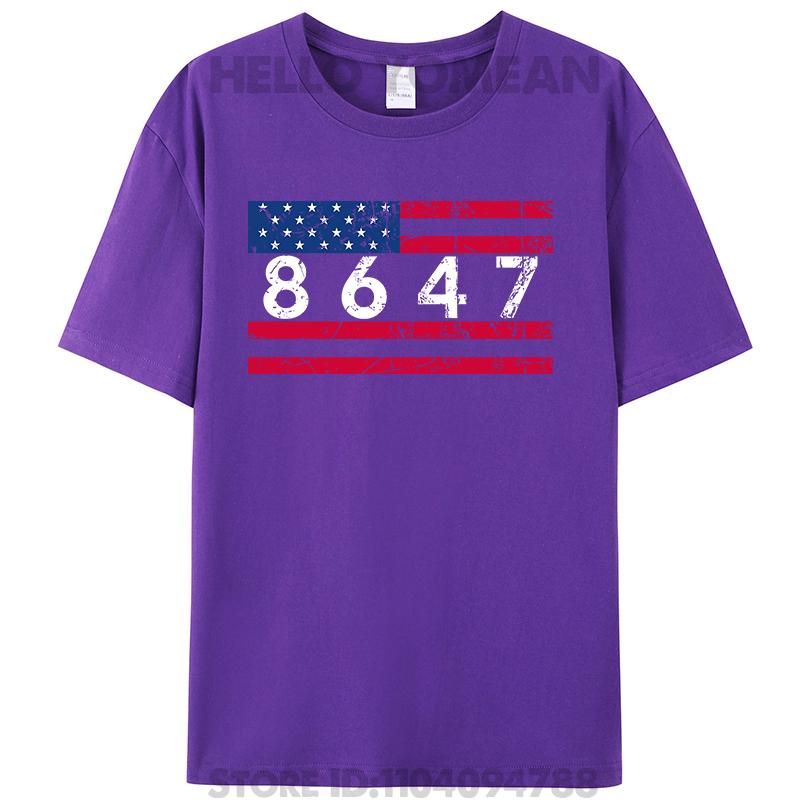 47 8647 86 Anti Prezident Impeach Klasické Vintage Meme s vlajkou USA Dámské Pánské Bavlněné Tričko Plus Size Topy