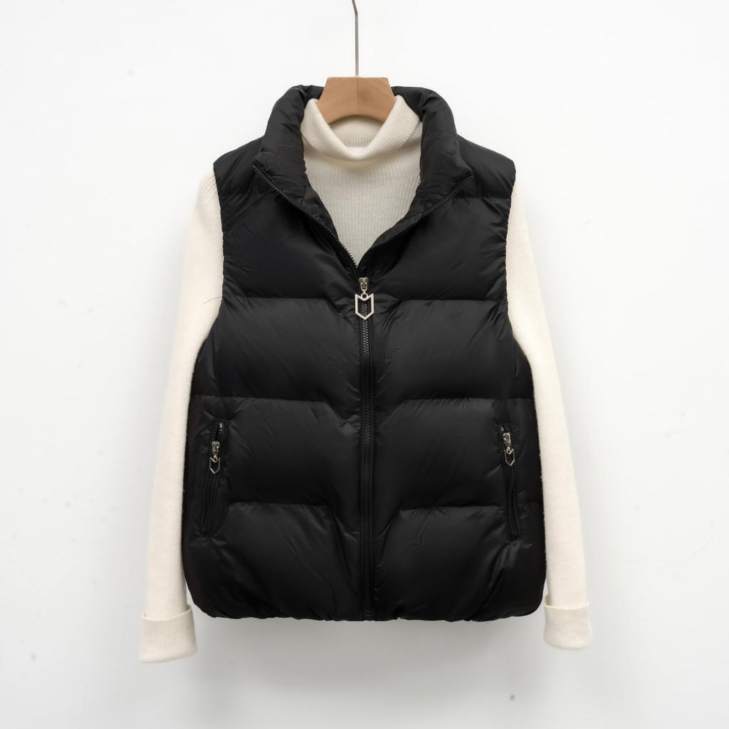 Podzimní a zimní dámská volná vesta se stojáčkem Dámská vesta Jednoduchá bunda s kachním peřím