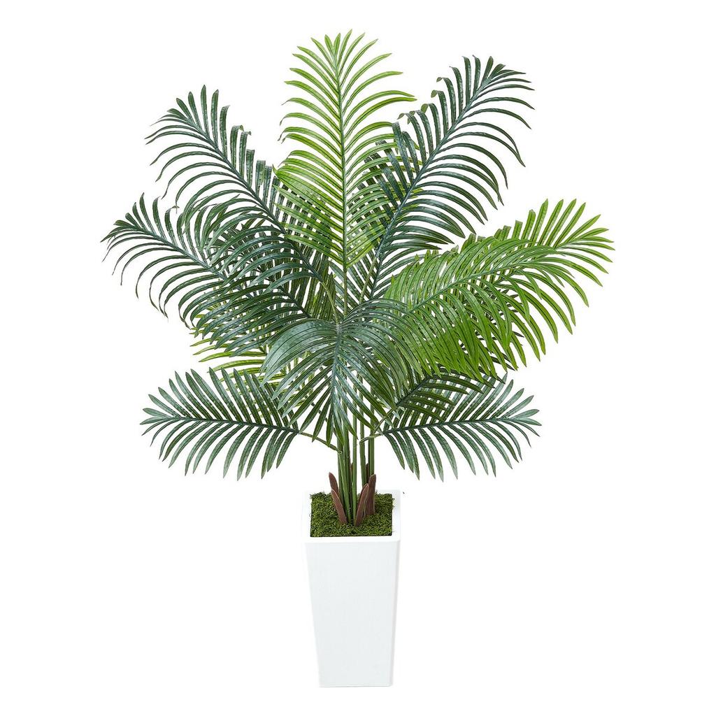Artificial Areca Palm Tree 1524 Mm, Fake Palm Tropical Plants with White Tall Planter, Faux Floor Silk Plant In Pot, Large Trees for Home Office